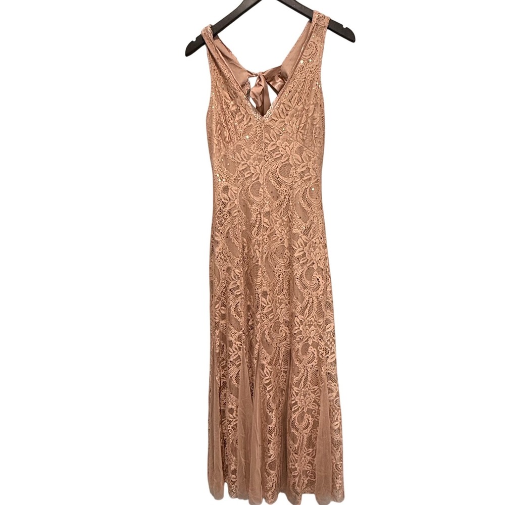 Candalite Rose Gold‎ Lace Sequin Open Back Midi Dress Small fairy party